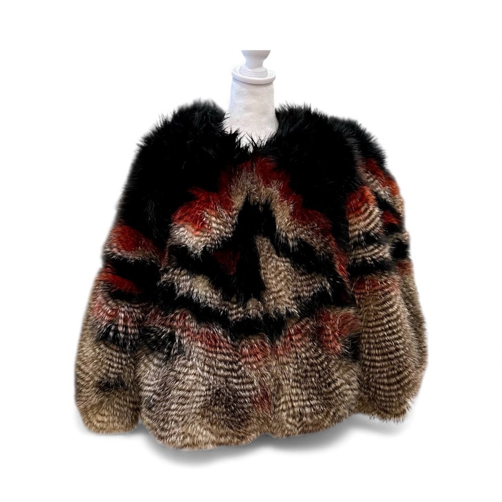 Free People Faux Fur Multicolor Jacket, ASO “SCHITTS CREEK” on Alexis Rose! Icon